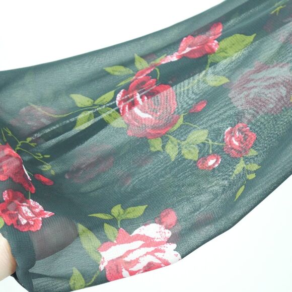 Nine West 8 Wrap Dress Dark Floral Rose Ruffle Sheer Whimsigoth Boho Feminine - Picture 5 of 7